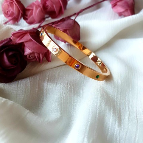 Renkli Zirkon Taşlı Marka Kelepçe Rose