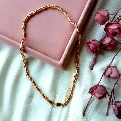 Boru Lazer Geçişli Zincir Kolye 50cm