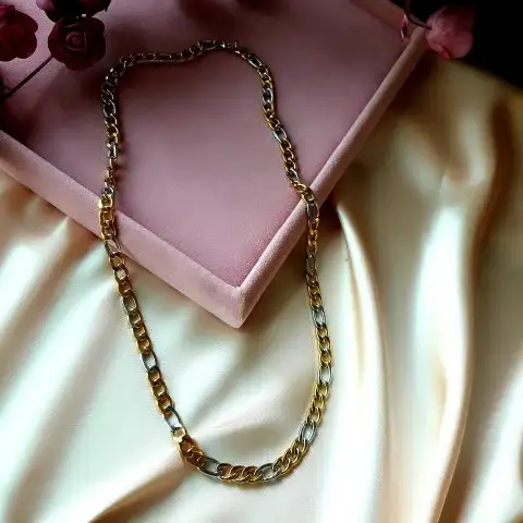 Çift Renk Unisex Kalın Zincir Kolye 