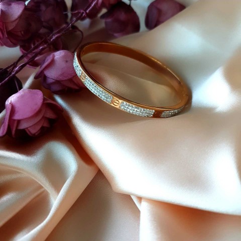 Full Zirkon Rose Marka Kelepçe 
