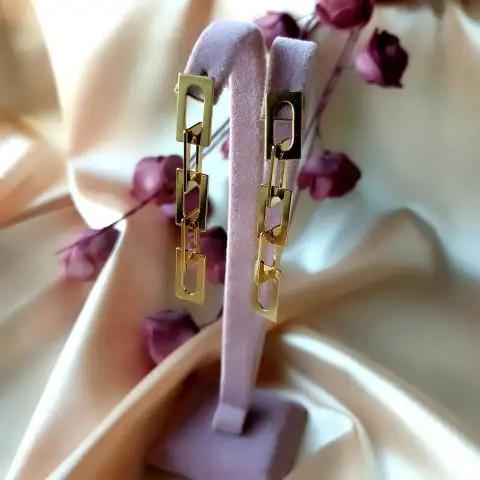 Dikdörtgen Zincir Küpe 