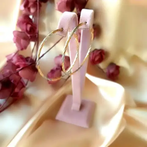 Çift Renk Halka Large Küpe 