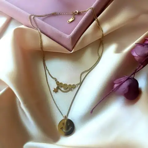 Gülen Yüz İkili Kolye 