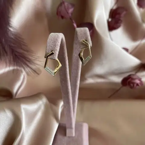 Beşgen özel seri zirkon küpe 