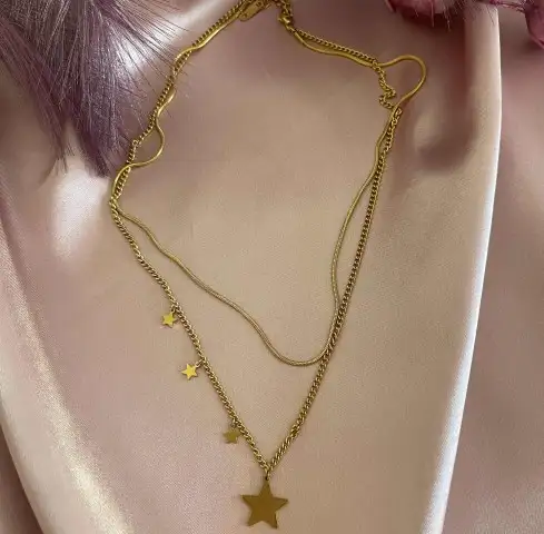 Yıldız italyan çelik kolye 