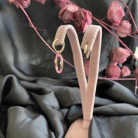 pembe oval küpe 