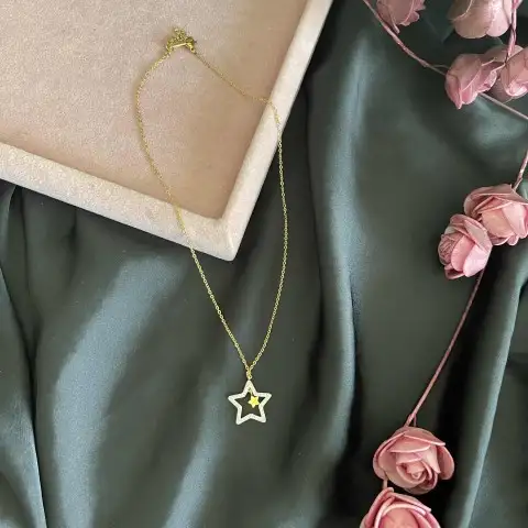 yıldız çelik gold kolye 