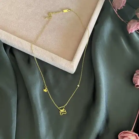 minimal ayıcık çelik kolye